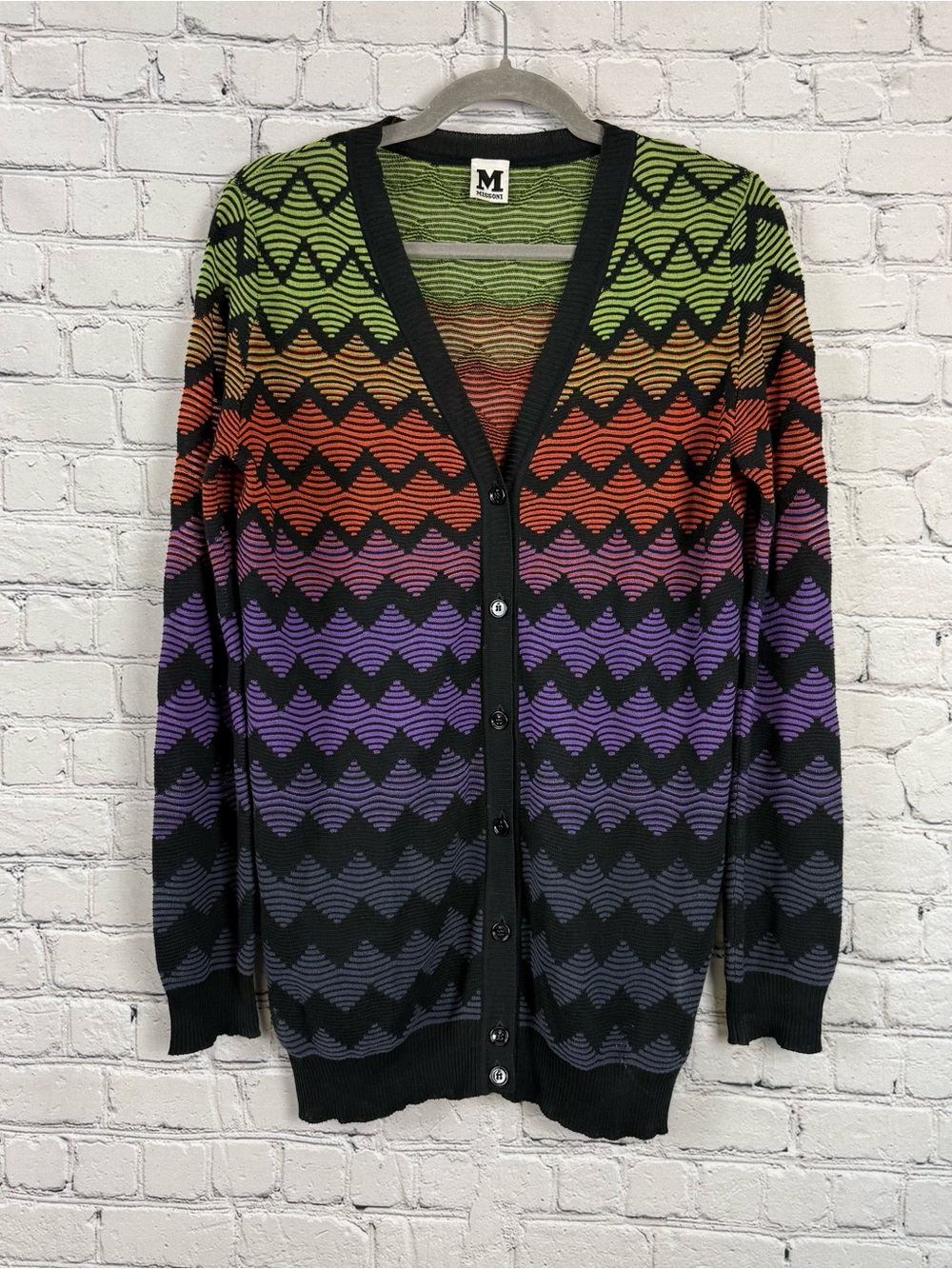 Missoni Multicolor Zigzag Chevron Knit V-Neck Cardigan